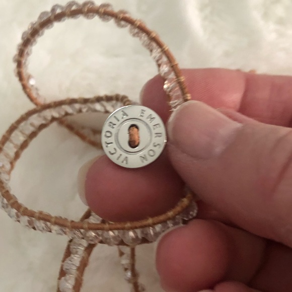 NWOT Victoria Emerson White Crystal/Tan Leather Wrap Bracelet - Picture 4 of 6